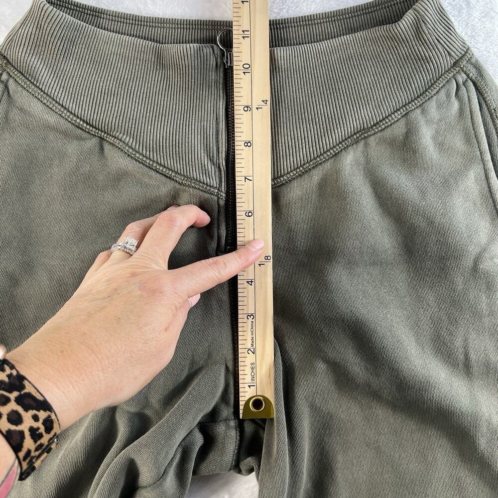 Aerie S Small Corset Fleece Jogger Pants Zipper Front Nomad Oliver Green Relaxed - Picture 12 of 14